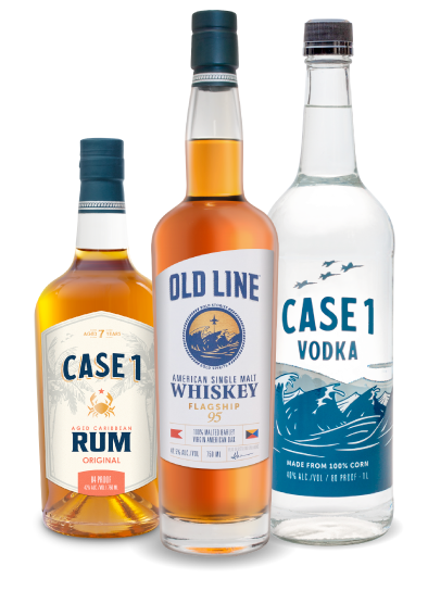 Old Line Whiskey Rum Vodka